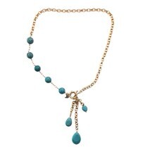 17 18K gold plated Turquoise necklace with removable cascade made by Sai Brail 