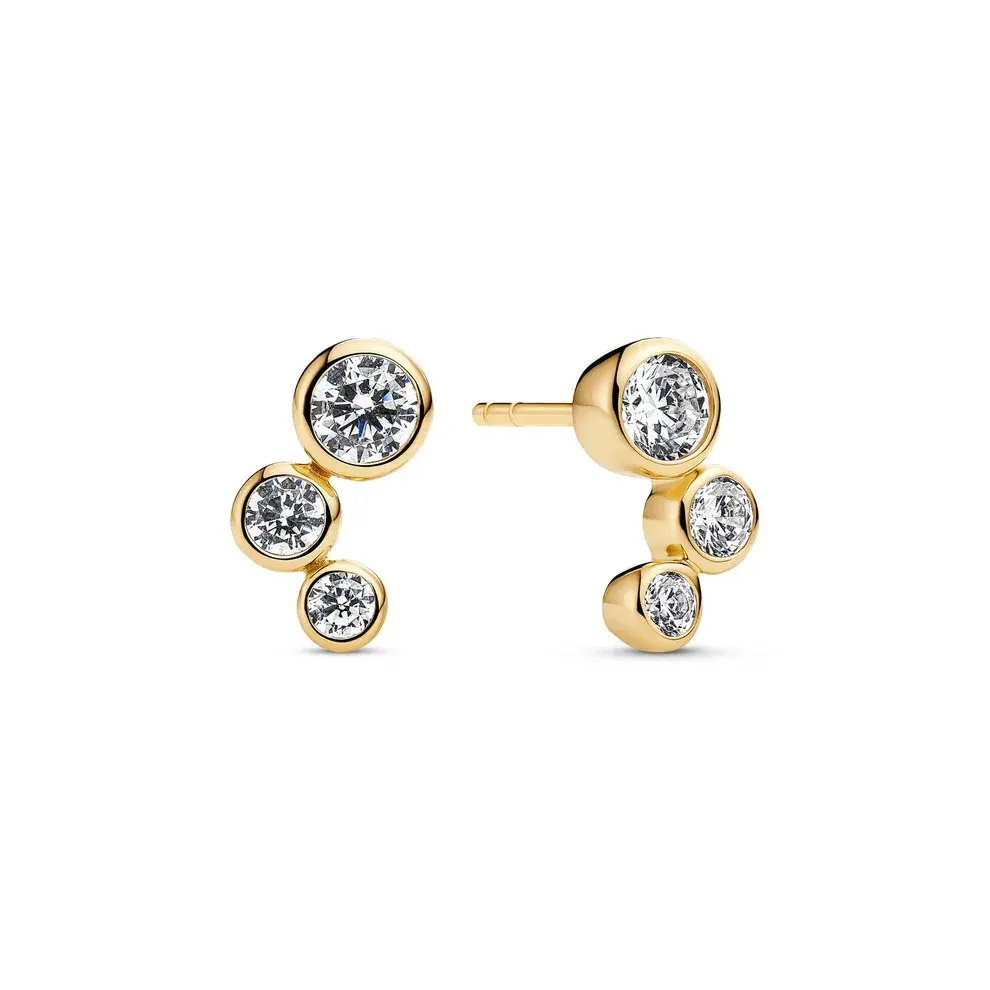 18K Gold Plated Sterling Silver handset faceted Zircon Sardinien Tre post earrings made by Sif Jakobs