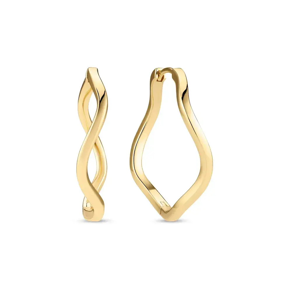 18K gold plated Sterling Silver 30mm x 2mm Ella Waves Pianura earrings made by Sif Jakobs
