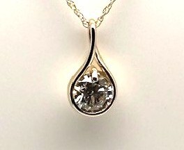 18 14K Y .50ctw round faceted Lab Grown diamond Infinity Solitaire pendant with chain. 