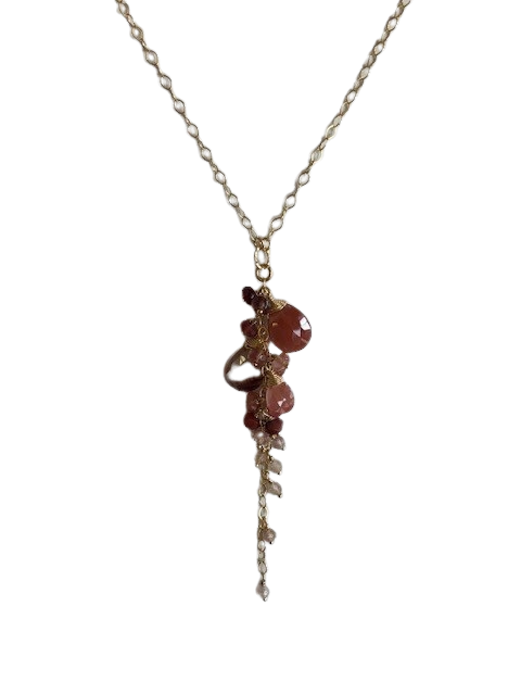 18 - 20 14K gold filled Andesine Labradorite cluster beaded necklace made by Anne Vaughan 