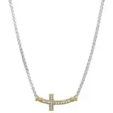 18 Sterling Silver & 14ky 0.13ct tw G, SI Diamonds horizontal cross adjustable necklace by Alwand Vahan