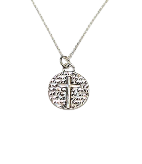 18 Sterling Silver 15mm Cross necklace Charity disc pendant made by Kevin N Anna.