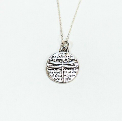 18 Sterling Silver 15mm Dragonfly grace disc pendant necklace made by Kevin N Anna.