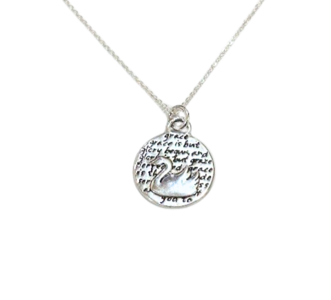 18 Sterling Silver 15mm Swan grace disc pendant necklace made by Kevin n Anna.