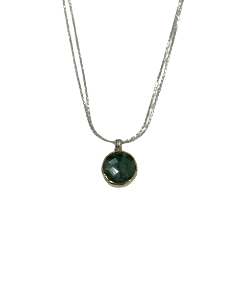 18 Sterling Silver 9K Y faceted round raw emerald made by Ithil Metal Works