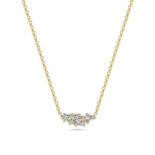 18 adj 18K Gold Plated Sterling Silver handset White Ziconia Cristallo Piccolo necklace made by Sif Jakobs