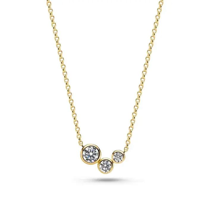 18 adj 18K gold plated SS faceted white zirconia Sardinien Tre necklace made by Sif Jacoks 