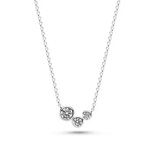 18 adj Rhodium SS faceted white zirconia Sardinien Tre necklace made by Sif Jacoks 