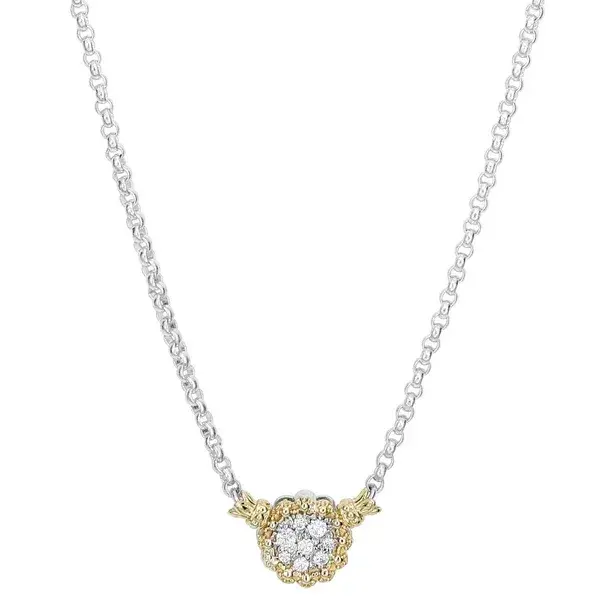 18 s.s. & 14ky 0.17ct tw G, SI Diamonds round center adjustable necklace by Alwand Vahan