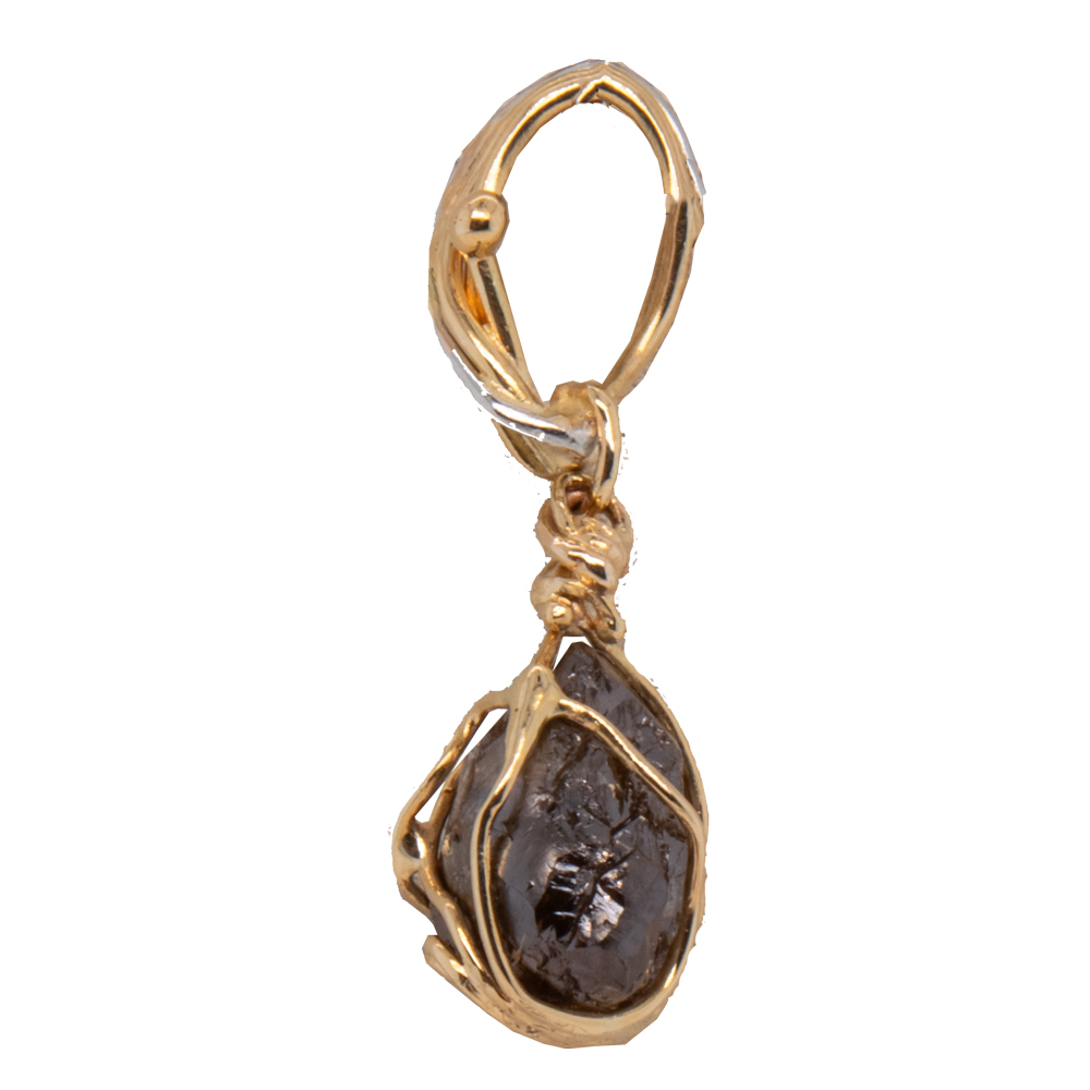 18ky 3.89ct rough black diamond crystal mini Rock Slide pendant made by Carol Kessler for JBG Legacy