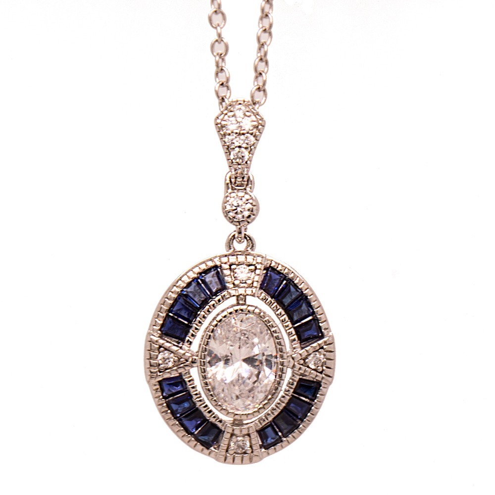20 adjustable 2.49cttw Lassaire simulated diamond Baguette Oval Art Deco Heritage necklace by Lafonn