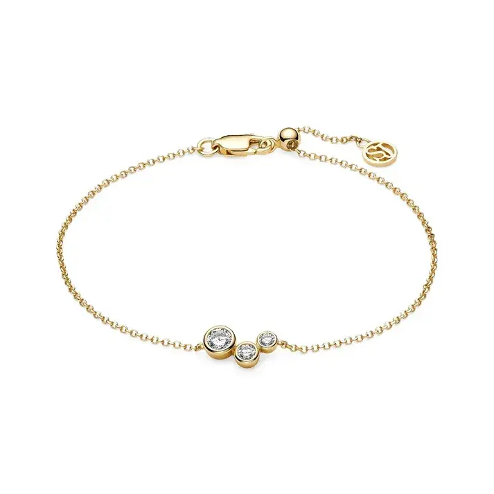 7 1/2 adj 18K gold plated SS faceted white zirconia Sardinien Tre necklace made by Sif Jacoks 