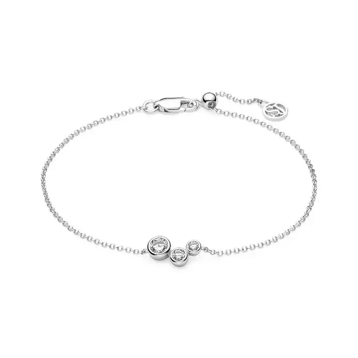 7 1/2 adj Rhodium SS faceted white zirconia Sardinien Tre bracelet made by Sif Jakobs