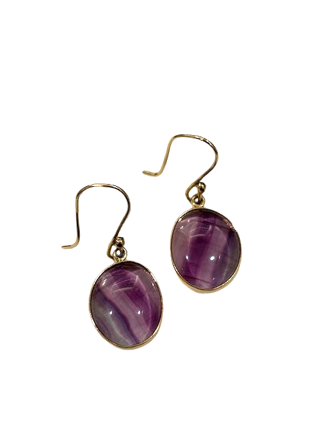 Alchemia 13mm x 16mm oval bezel set Flourite french wire earings by Charles Albert 