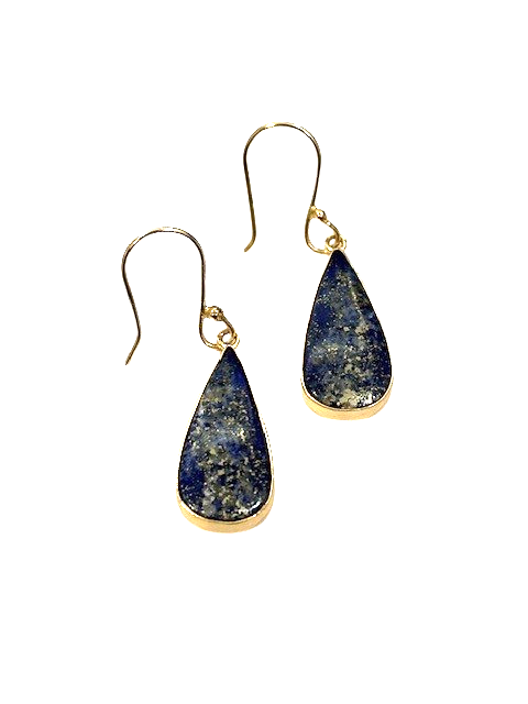 Alchemia 23mm long bezel set Lapis Lazuli french wire earings by Charles Albert 