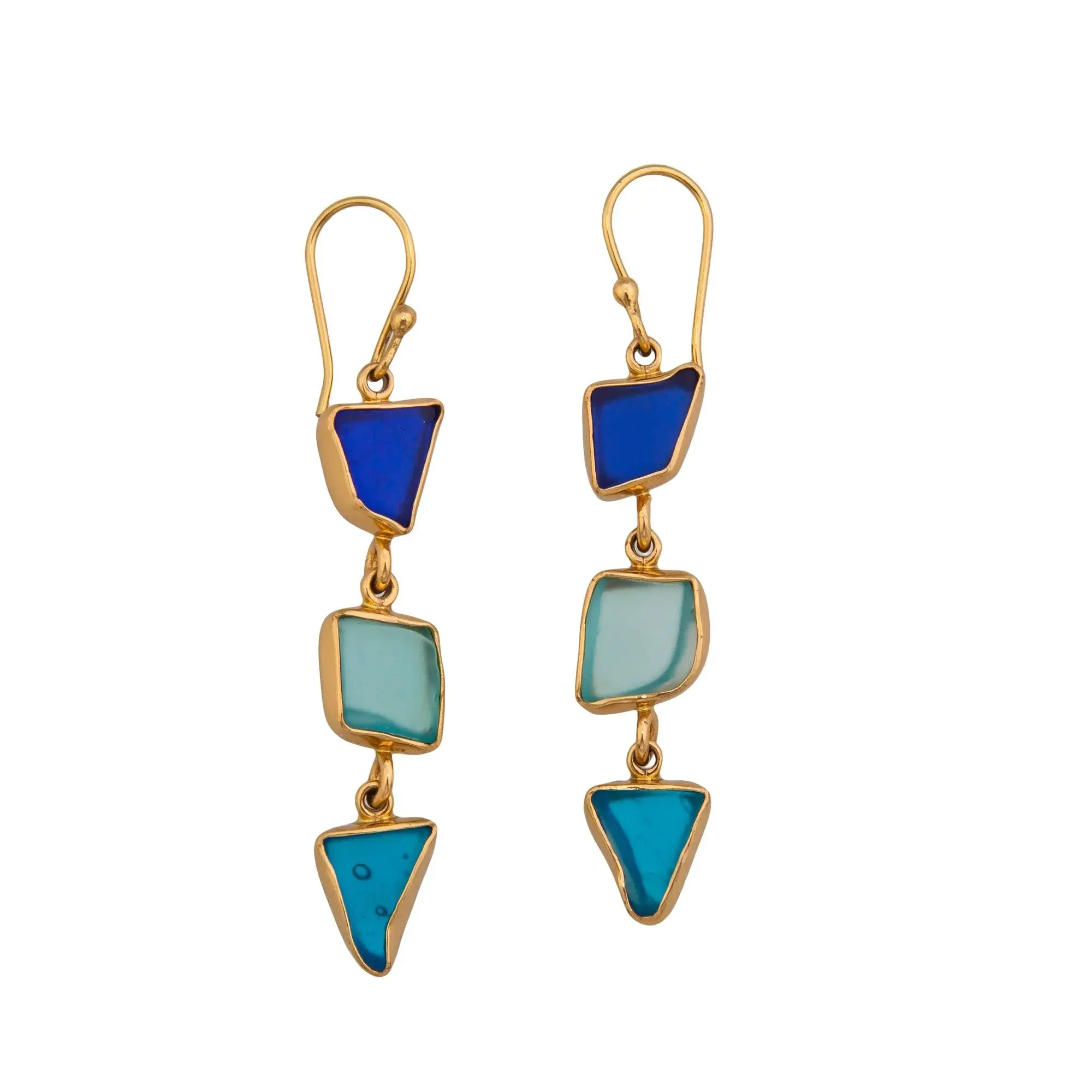 Alchemia recycled multi-color glass french wire earrings by Charles Albert.