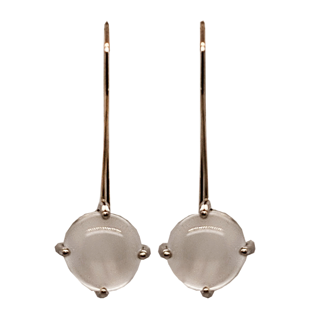 14k Palladium 6.54ct tw cats eye Moonstone cabochon post stud earrings 