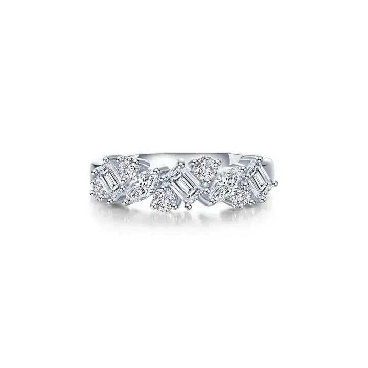 Platinum Sterling Silver 1.20cttw cluster band size 8 by Lafonn 
