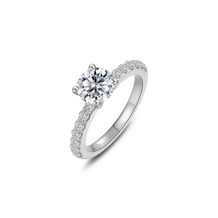 Platinum Sterling Silver 1.70ctw round faceted ring size 8 made by Lafonn