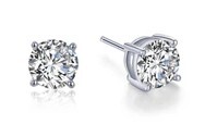 Platinum Sterling Silver 2.50ctw round faceted Lassaire diamond 4 prong studs by Lafonn 
