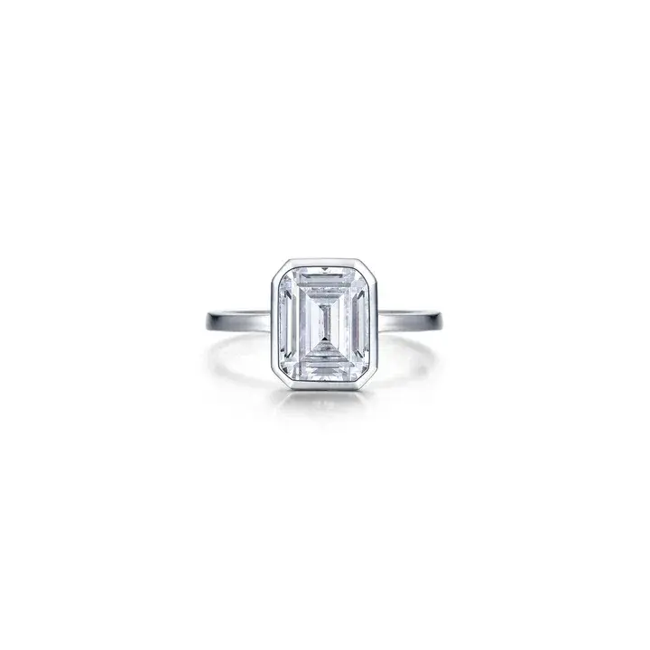 Platinum Sterling Silver 2.62cttw Emerald Cut Lassaire simulated diamond ring size 8 by Lafonn