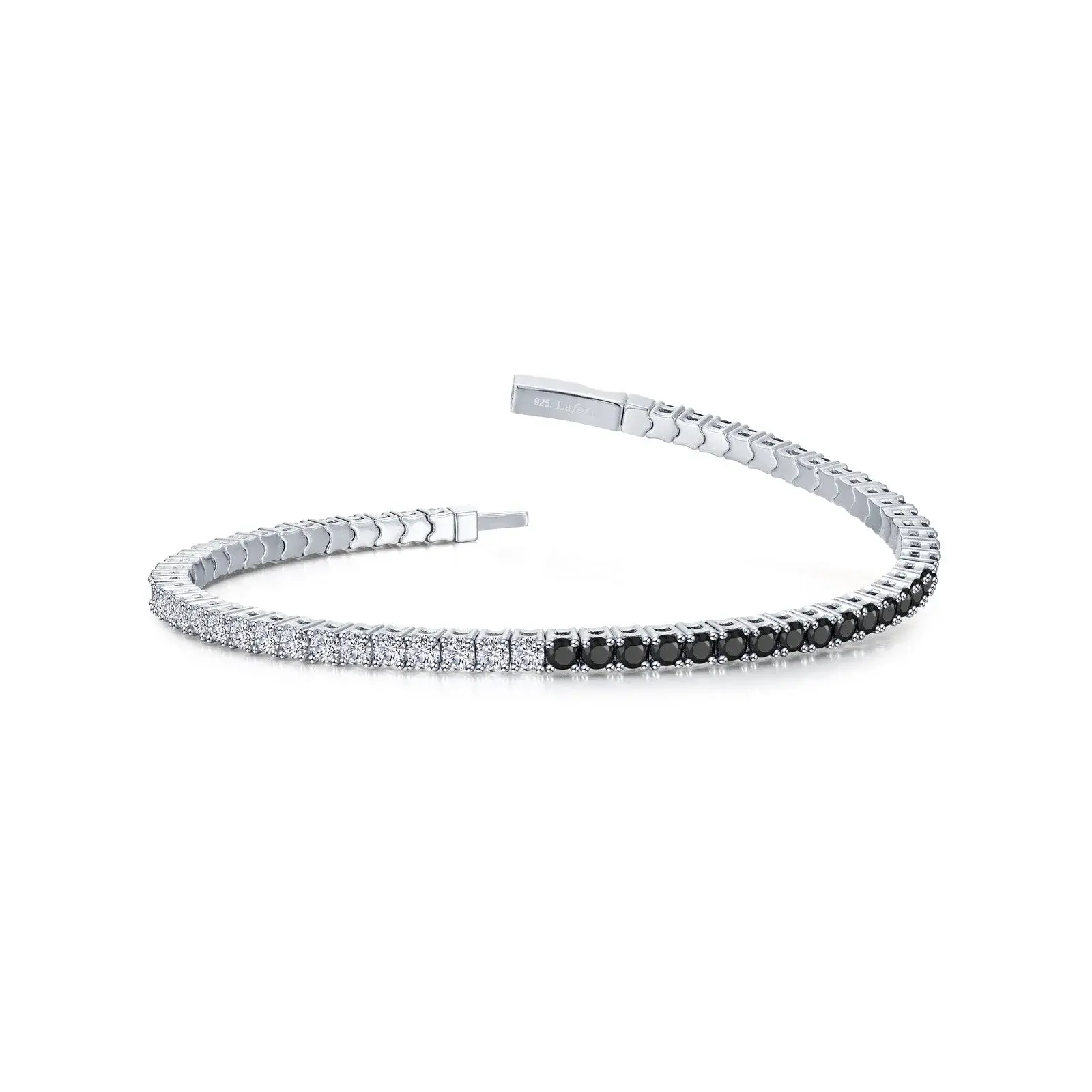 Platinum Sterling Silver 2.85ctw Lassaire simulated diamonds and black diamond flexible tennis bracelet by Lafonn 
