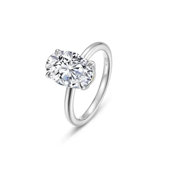 Platinum Sterling Silver 2.99ctw faceted Oval Solitaire ring size 8 made by Lafonn 