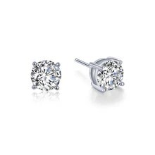 Platinum Sterling Silver 2ctw round faceted Lassaire diamond 4 prong studs by Lafonn 