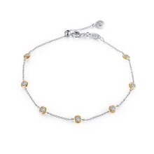 Platinum over Sterling Silver 1.02ctw round faceted Lassaire 7 diamond adjustable 7.5 bracelet