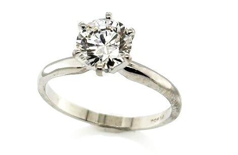 Platinum 1.50ct round G, VS2 chemical vapour deposition lab grown Diamond solitaire engagement ring, size 8
