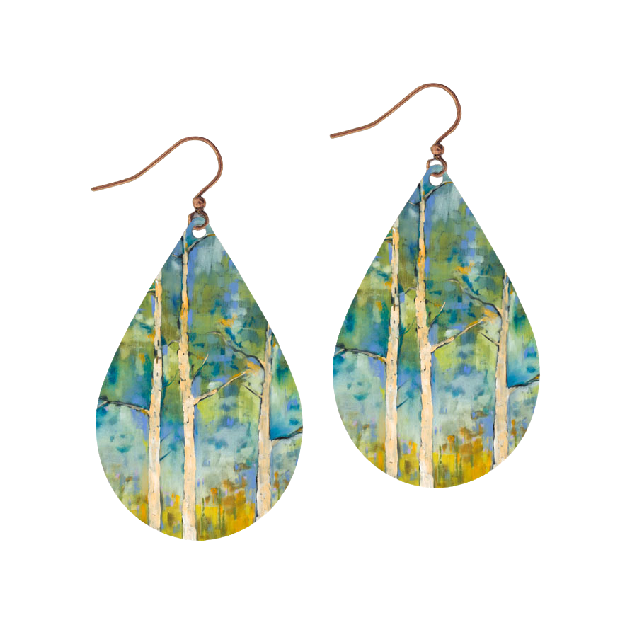 Stainless Steel and Copper giclee printed Springtime trees spill design by Illustrated Light.