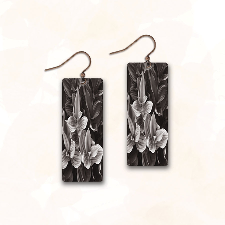 Stainless Steel and hypoallergenic Copper .5 x 1.375giclee printed abstract design french wire earrings by Illustrated Light.