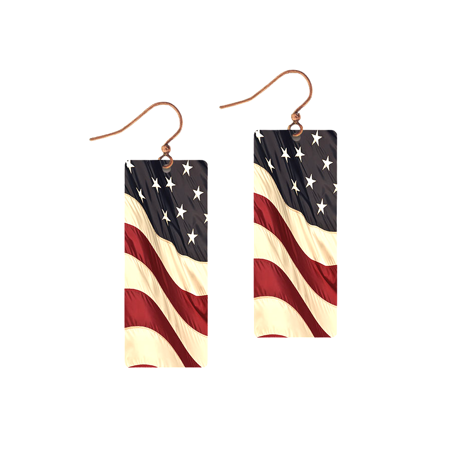 Stainless Steel and hypoallergenic copper .5 x 1 3/8  giclee printed flag design by Illustrated Light.