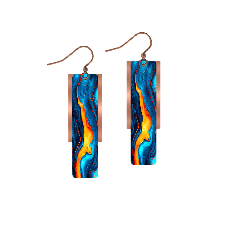 Stainless Steel and hypoallergenic copper giclee printed Lava Spill design by Illustrated Light.
