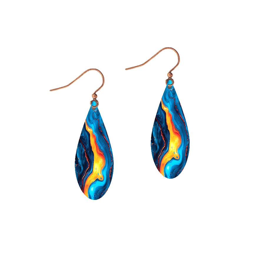 Stainless Steel and hypoallergenic copper giclee printed lava spill design by Illustrated Light.