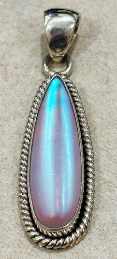 Sterling Silver 35x11 mm Luminite, Color Change, Oblong Bezel-Set Pendant by Charles Albert