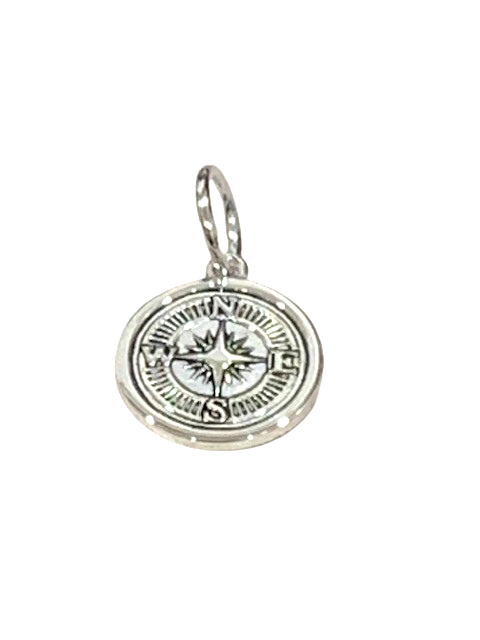 Sterling Silver 15mm mini Compass Rose follow the direction of your heart pendant by LOLA. 