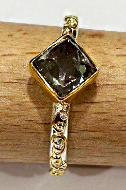 Sterling Silver 22K gold vermeil 7x7mm faceted Lardsuardi Quartz size 9 ring by Michou