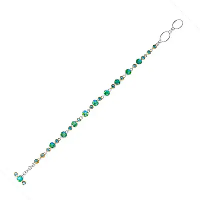 Sterling Silver 22K gold vermeil faceted round baby blue topaz 8 toggle bracelet made by Michou 