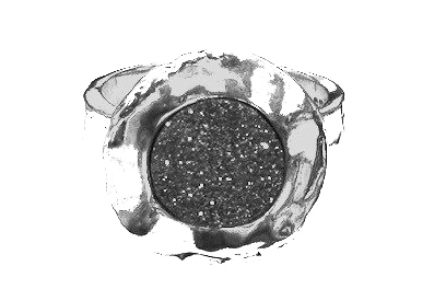 Sterling Silver Circular with Gray Druse inset ring size 7 by Ithil metal works