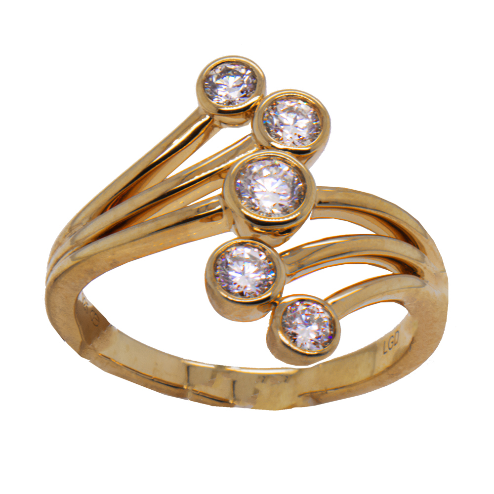 Sterling Silver Gold Vermeil .50ctw round faceted G-H, VS2-SI1 lab created diamond fashion ring size 7