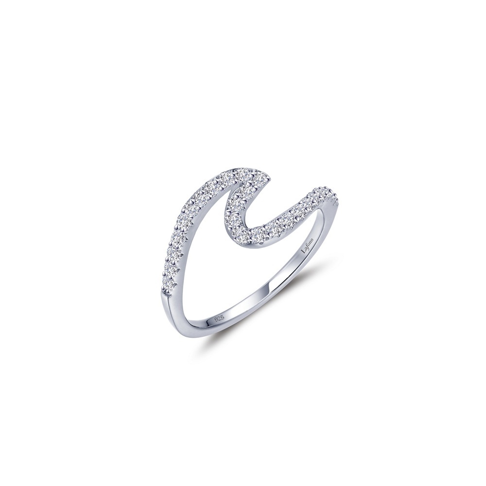 Sterling Silver Platinum 0.39cttw pave wave ring size 9 by Lafonn.