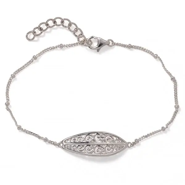 Sterling Silver Rhodium plated 7-8 adjustable filigree surfboard bracelet by Southern Gates.