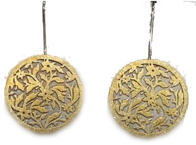 Sterling Silver and gold plated Floral Disc french wire earrings by Amber Beata
