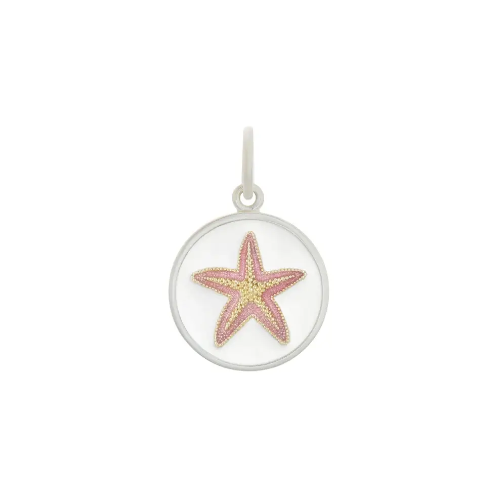 Sterling Silver gold plated 19mm small Starfish life is better down by the sea pendant by LOLA. 