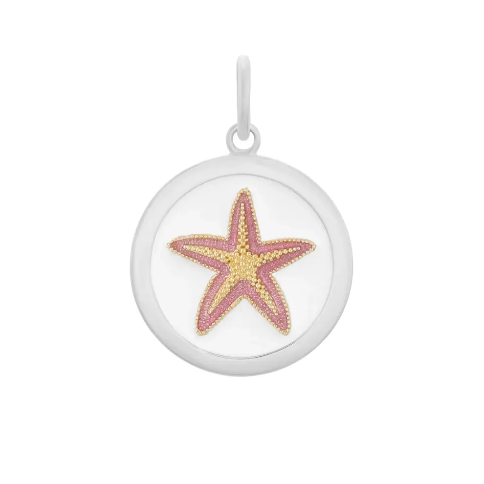 Sterling Silver gold plated 27mm medium Starfish life is better down by the sea pendant by LOLA. 