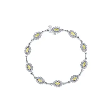 Lemon Drop Platinum over Sterling Silver 3.0ctw oval canary and simulated lassaire diamonds 7.5 locking bracelet by Lafonn.
