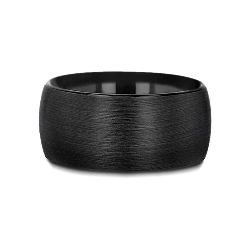 Raider 8mm domed brush finished black Tungsten band by Thorsten, size 9.5
