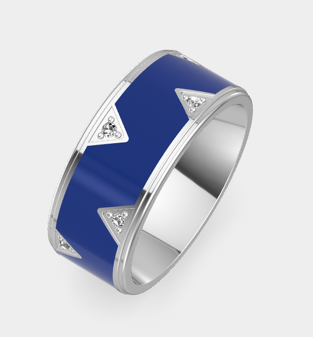 Sterling silver blue color ceramic .10 ct tw lab diamond fashion ring